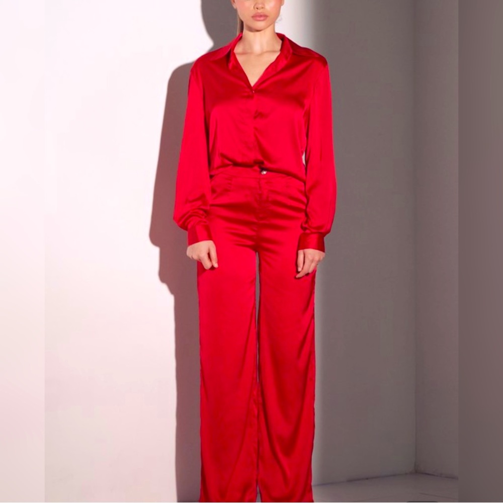 Red Satin Baddie Set
